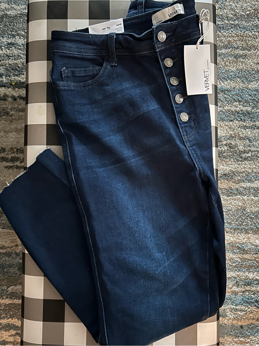 Vervet Women's Dark Blue High-Rise Button-Fly Jeans Haylie size 32 NWT